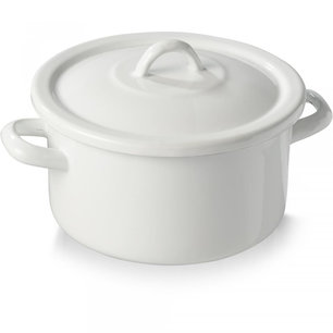 Emaille kookpan TIFFANY VINTAGE - met deksel - Wit - Ø 18 cm Emaille kookpan TIFFANY VINTAGE - met deksel - Wit - Ø 18 cm