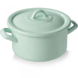 Emaille kookpan TIFFANY VINTAGE - met deksel - Groen - Ø 18 cm Emaille kookpan TIFFANY VINTAGE - met deksel - Groen - Ø 18 cm