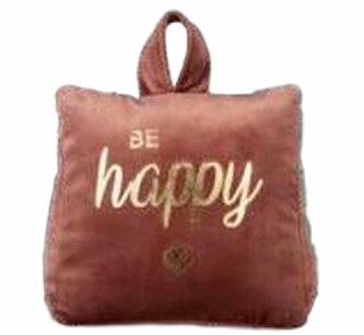 Fluwelen Deurstopper BE HAPPY - Rood