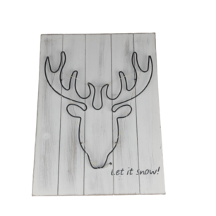 Kerst schilderij met LED Rendier - Grijs / Zwart - Hout / Metaal - 30 x 40 x 1.5 cm Kerst schilderij met LED Rendier - Grijs / Zwart - Hout / Metaal - 30 x 40 x 1.5 cm