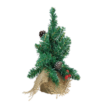 Mini kerstboom met rieten mandje - Groen - Kunststof - h 43 cm Mini kerstboom met rieten mandje - Groen - Kunststof - h 43 cm