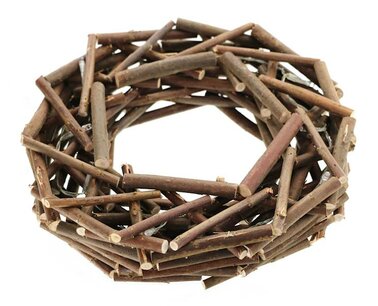 Krans rotan - 10 lamps warm - wit - led 30 cm