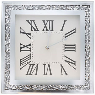 Wandklok Met Diamantjes DAISY - Glas - Wit / Zilver - 34 x 34 cm Wandklok Met Diamantjes DAISY - Glas - Wit / Zilver - 34 x 34 cm