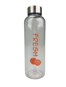 Waterfles met print 'Fresh' - Transparant / Oranje - Kunststof Waterfles met print 'Fresh' - Transparant / Oranje - Kunststof
