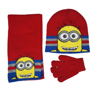 Minions winterset - Model "Smiling Minion" - Handschoenen, sjaal en muts - Rood - 54 cm Minions winterset - Model "Smiling Minion" - Handschoenen, sjaal en muts - Rood - 54 cm