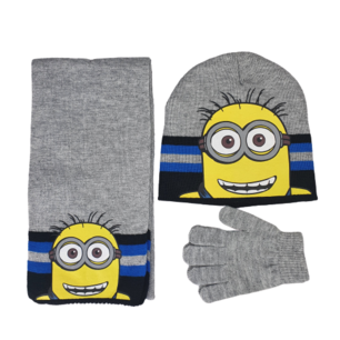 Minions winterset - Model "Smiling Minion" - Handschoenen, sjaal en muts - Grijs - 54 cm Minions winterset - Model "Smiling Minion" - Handschoenen, sjaal en muts - Grijs - 54 cm