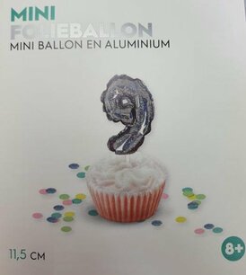 Folieballon / Cijferballon - Zilver - Getal 9 - 11,5 cm Folieballon / Cijferballon - Zilver - Getal 9 - 11,5 cm