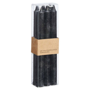 Dinerkaarsen - Paraffine - Zwart - 270 x 31 mm - Set van 6