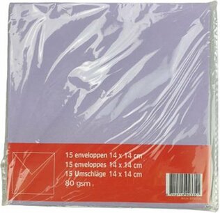 Enveloppen - Paars - 14 x 14 cm - 15 stuks  Enveloppen - Paars - 14 x 14 cm - 15 stuks