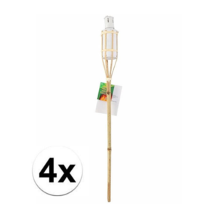 Bamboe tuin fakkels 60 cm - Wit - Tuindecoratie / tuinverlichting - Witte oliefakkels navulbaar - Set van 4 Bamboe tuin fakkels 60 cm - Wit - Tuindecoratie / tuinverlichting - Witte oliefakkels navulbaar - Set van 4