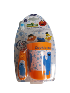 Timer Tandenborstel Cookie Monster - Oranje / Blauw - Kunststof - 2 Delig Timer Tandenborstel Cookie Monster - Oranje / Blauw - Kunststof - 2 Delig