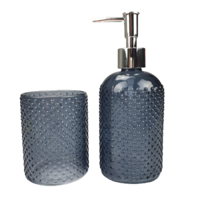 Tandenborstelhouder en zeepdispenser NOELL - Donkerblauw - Glas Tandenborstelhouder en zeepdispenser NOELL - Donkerblauw - Glas