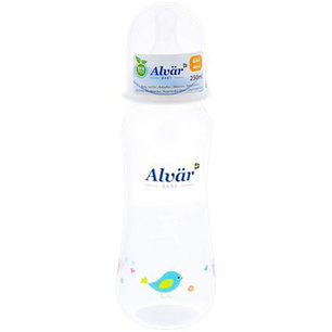 Alvar Babyfles - Wit / Transparant - Kunststof - 250 ml - Ø 6 x 19,5 cm - 0m + Alvar Babyfles - Wit / Transparant - Kunststof - 250 ml - Ø 6 x 19,5 cm - 0m +