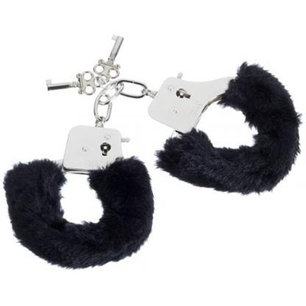 Fancy Pluche Handboeien - Zwart / Zilver - Metaal - One Size Fancy Pluche Handboeien - Zwart / Zilver - Metaal - One Size