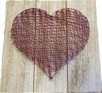 Muurdecoratie Hart - Rood - Hout / Touw - 35 x 35 cm - Met spijkers Muurdecoratie Hart - Rood - Hout / Touw - 35 x 35 cm - Met spijkers