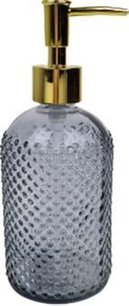 Zeepdispenser NOELL - Antraciet / Goud - Glas - Ø 8 x 20 cm Zeepdispenser NOELL - Antraciet / Goud - Glas - Ø 8 x 20 cm