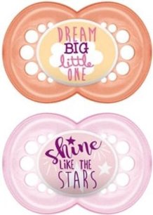 MAM Original Dream Big / Shine - Fopspenen - Oranje / Roze - Silicone - BPA vrij - 6-16 maanden - Set van 2 MAM Original Dream Big / Shine - Fopspenen - Oranje / Roze - Silicone - BPA vrij - 6-16 maanden - Set van 2