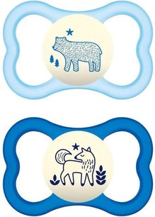 MAM Air Night Beer / Vos - Fopspenen - Blauw - Silicone - BPA vrij - 6-16 maanden - Set van 2 MAM Air Night Beer / Vos - Fopspenen - Blauw - Silicone - BPA vrij - 6-16 maanden - Set van 2