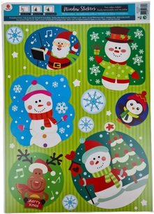 Kerst raamstickers - Groen / Blauw - Kunststof - Glitters Stickers - Raam plak stickers - Kerstman / Sneeuwpop stickers - 30 x 42 cm Kerst raamstickers - Groen / Blauw - Kunststof - Glitters Stickers - Raam plak stickers - Kerstman / Sneeuwpop stickers - 30 x 42 cm