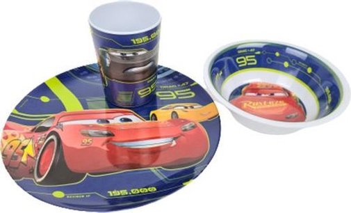 Disney Cars ontbijtset - Serviesset - Bord / Beker / Kom - Multicolor - Kunststof - Set van 3 Disney Cars ontbijtset - Serviesset - Bord / Beker / Kom - Multicolor - Kunststof - Set van 3