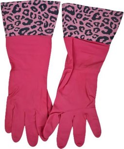 Huishoudhandschoenen - Afwas - Schoonmaak - Roze - Panterprint - Rubber - Maat M Huishoudhandschoenen - Afwas - Schoonmaak - Roze - Panterprint - Rubber - Maat M