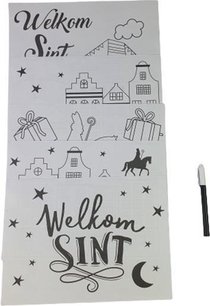 Sinterklaas - Raamdecor - krijtstift - Set van 5