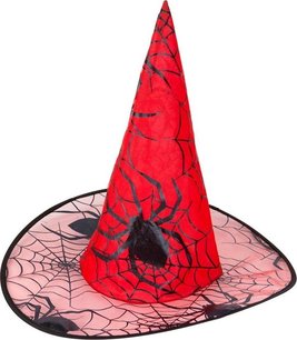 Rode Heksenhoed met Spinnenweb Print Rode Heksenhoed met Spinnenweb Print