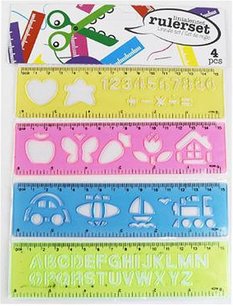 Kinder Linialen - Multicolor - Kunststof - 15 cm - Set Van 4 Kinder Linialen - Multicolor - Kunststof - 15 cm - Set Van 4