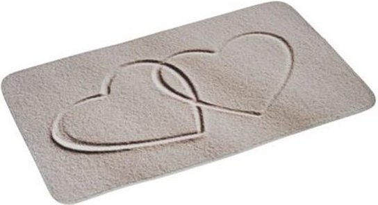 XL Badkamermat HEARTS - Beige - Polyester - 75 x 45 cm XL Badkamermat HEARTS - Beige - Polyester - 75 x 45 cm