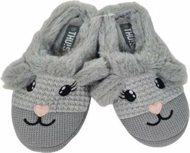 Kinder pantoffels schaapjes - Grijs - Polyester - Maat 32 Kinder pantoffels schaapjes - Grijs - Polyester - Maat 32