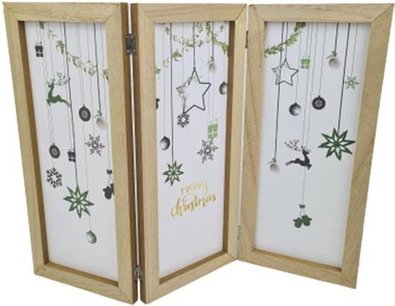 Houten raamscherm - Kerst - Raamornament - Raam decoratie - Wit / Hout - 54,5x1,50x40 cm Houten raamscherm - Kerst - Raamornament - Raam decoratie - Wit / Hout - 54,5x1,50x40 cm