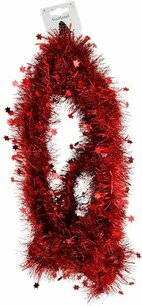 Kerstslinger met sterren - Rood - Kunststof - 270 cm x 90 mm - Set van 2 Kerstslinger met sterren - Rood - Kunststof - 270 cm x 90 mm - Set van 2