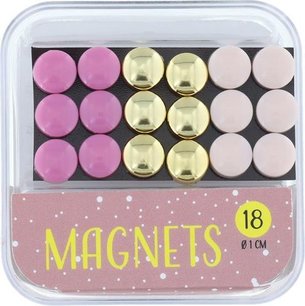 Magnetenset - 18 stuks - 1 cm Ø - Roze - Koelkast - Notitie - Magneten Magnetenset - 18 stuks - 1 cm Ø - Roze - Koelkast - Notitie - Magneten