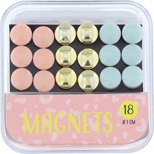 Magnetenset - 18 stuks - 1 cm Ø - Multicolor - Koelkast - Notitie - Magneten Magnetenset - 18 stuks - 1 cm Ø - Multicolor - Koelkast - Notitie - Magneten