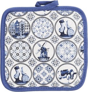 Pannenlap - Pannen - HOLLANDS GLORIE - Blauw / Wit - Katoen - 20x20cm - Hitte lap Pannenlap - Pannen - HOLLANDS GLORIE - Blauw / Wit - Katoen - 20x20cm - Hitte lap