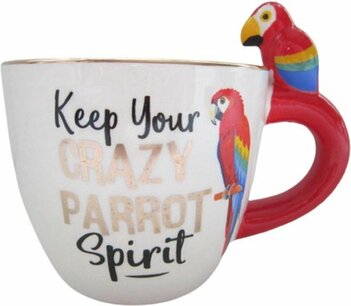Mok FOFI - Papegaai - Rood / Wit - 25 cl - KEEP YOUR CRAZY PARROT SPIRIT - Papegaai oor - Beker Mok FOFI - Papegaai - Rood / Wit - 25 cl - KEEP YOUR CRAZY PARROT SPIRIT - Papegaai oor - Beker