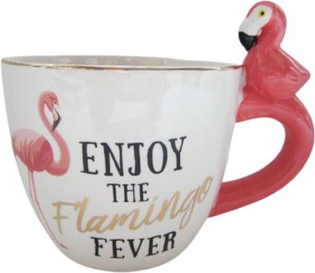 Mok FOFI - Flamingo - Roze / Wit - 25 cl - ENJOY THE FLAMINGO FEVER - Flamingo oor - Beker Mok FOFI - Flamingo - Roze / Wit - 25 cl - ENJOY THE FLAMINGO FEVER - Flamingo oor - Beker
