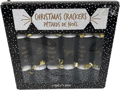 Christmas Crackers - Party Crackers - Mini Kerstmis Spel Luxe - Kerstspel - Wie ben ik - Kerst Musthave - Zwart / Goud - Set van 6 Christmas Crackers - Party Crackers - Mini Kerstmis Spel Luxe - Kerstspel - Wie ben ik - Kerst Musthave - Zwart / Goud - Set van 6