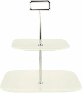 Etagere RILEY - Wit / Zilver - Porselein - 21 x 21 x 23,5 cm Etagere RILEY - Wit / Zilver - Porselein - 21 x 21 x 23,5 cm