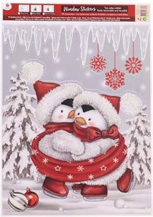 Kerst Raamstickers - Multicolor / Grijs - Kunststof - 9 Stickers Kerst Raamstickers - Multicolor / Grijs - Kunststof - 9 Stickers