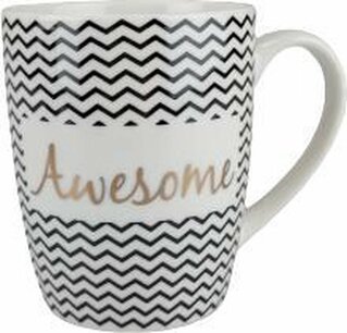 Beker / Mok met tekst "AWESOME" - Zwart / Wit - Keramiek Beker / Mok met tekst "AWESOME" - Zwart / Wit - Keramiek