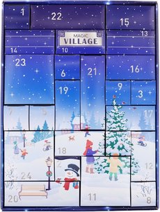 Adventskalender Magic Village - Blauw - Kerst Decoratie - Cadeau Gif Box - Kunststof - 24 Vakjes Adventskalender Magic Village - Blauw - Kerst Decoratie - Cadeau Gif Box - Kunststof - 24 Vakjes