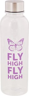 Drinkfles Fly High Vlinder - Paars / Transparant - Kunststof / RVS - 500ml Drinkfles Fly High Vlinder - Paars / Transparant - Kunststof / RVS - 500ml