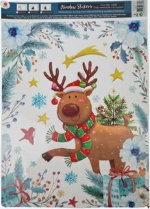 Kerst raamstickers - Blauw / Wit / Rood - Kunststof - Glitters Stickers - Raam plak stickers - Kerstman / Rendier / Kerstballen stickers - 42 x 30 cm Kerst raamstickers - Blauw / Wit / Rood - Kunststof - Glitters Stickers - Raam plak stickers - Kerstman / Rendier / Kerstballen stickers - 42 x 30 cm