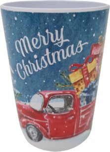 Merry Christmas Beker - Blauw - Melamine - 7.5 x 11 cm - Set van 2 - Rond - Kerst - Kerst Auto - Kerstboom Merry Christmas Beker - Blauw - Melamine - 7.5 x 11 cm - Set van 2 - Rond - Kerst - Kerst Auto - Kerstboom
