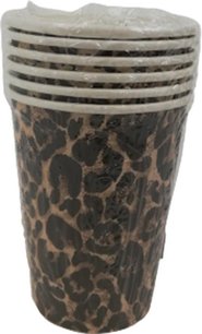 Feestbekertjes panterprint - Geel / Zwart - Karton - 250 ml - 6 Stuks Feestbekertjes panterprint - Geel / Zwart - Karton - 250 ml - 6 Stuks