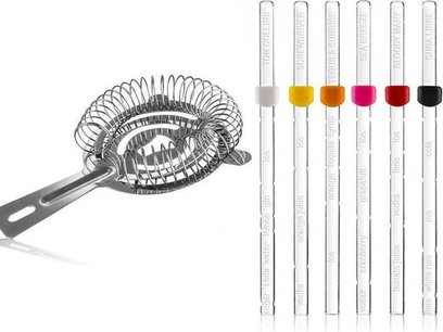 Vacu Vin Cocktail Set - Strainer en Sticks - RVS / Kunststof Vacu Vin Cocktail Set - Strainer en Sticks - RVS / Kunststof
