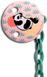 Suavinex Ronde Fopspeen Klem Panda - Fopspeenclip - Roze / Groen - Kunststof - 0+ maanden Suavinex Ronde Fopspeen Klem Panda - Fopspeenclip - Roze / Groen - Kunststof - 0+ maanden