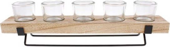 Theelichthouder set VITO - 6 delig - 46 x 8 x 12cm - Glas / Hout / Zwart - Waxinelichthouder – Waxinelicht – Gezellig – Sfeer – Kerst – Feestdagen – Licht – Wintertijd – Herfst – Thuis – Woonkamer – Interieur – Decoratie – Cadeau Theelichthouder set VITO - 6 delig - 46 x 8 x 12cm - Glas / Hout / Zwart - Waxinelichthouder – Waxinelicht – Gezellig – Sfeer – Kerst – Feestdagen – Licht – Wintertijd – Herfst – Thuis – Woonkamer – Interieur – Decoratie – Cadeau