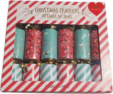 Christmas Crackers - Party Crackers - Mini Kerstmis Spel Luxe - Kerstspel - Wie ben ik - Kerst Musthave - Rood / Wit / Streep met rood groen gekleurde inhoud - Set van 6 Christmas Crackers - Party Crackers - Mini Kerstmis Spel Luxe - Kerstspel - Wie ben ik - Kerst Musthave - Rood / Wit / Streep met rood groen gekleurde inhoud - Set van 6